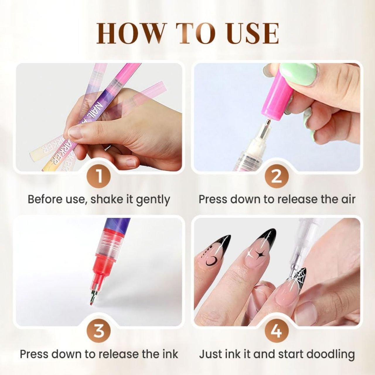 Sada barevných per na malování nehtů, ArtNails - Image 5