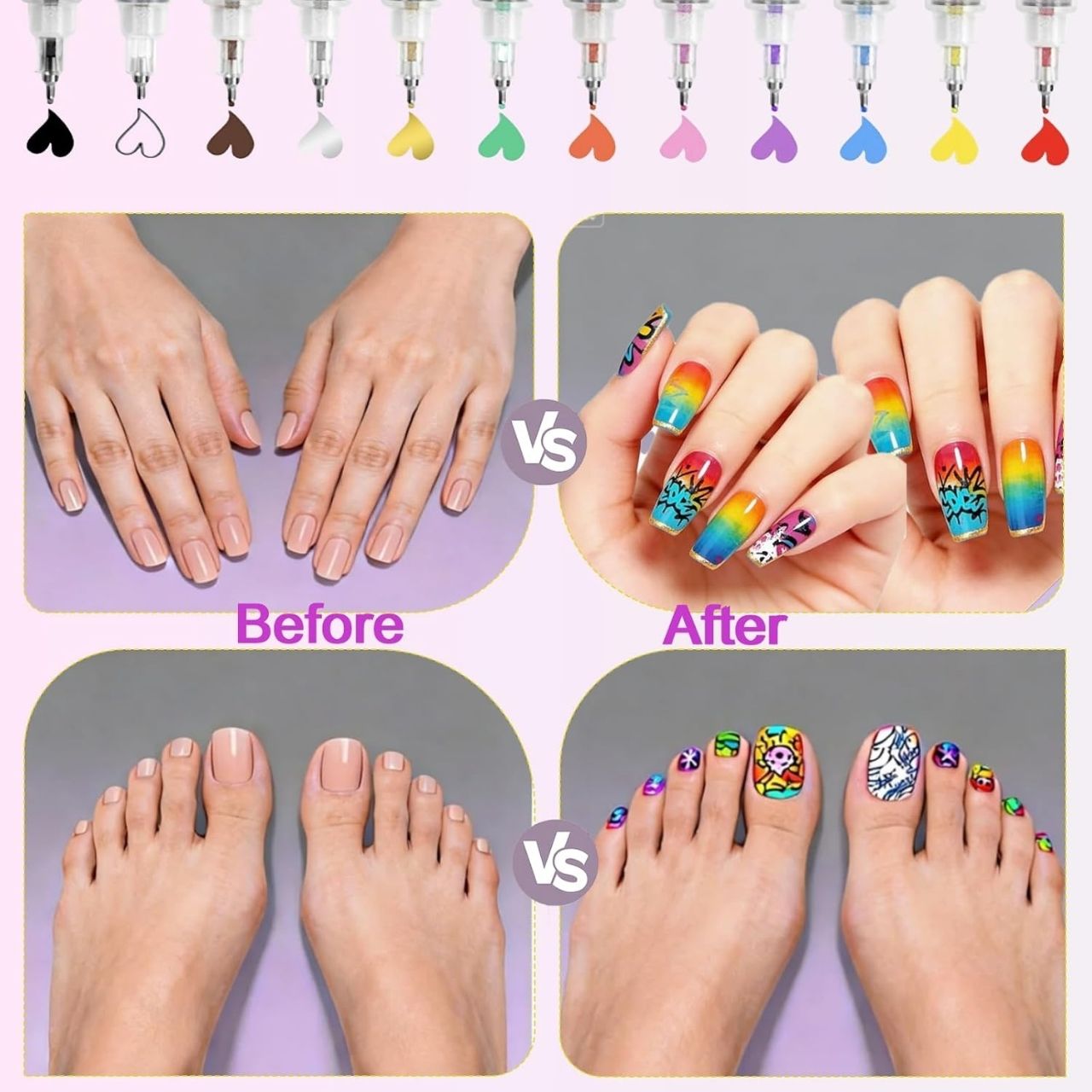 Sada barevných per na malování nehtů, ArtNails - Image 6