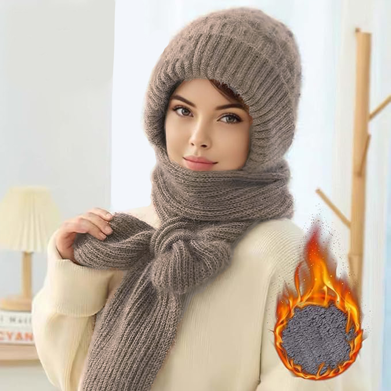 CapScarf, dámská zimní čepice se šitým šálkem - Image 3