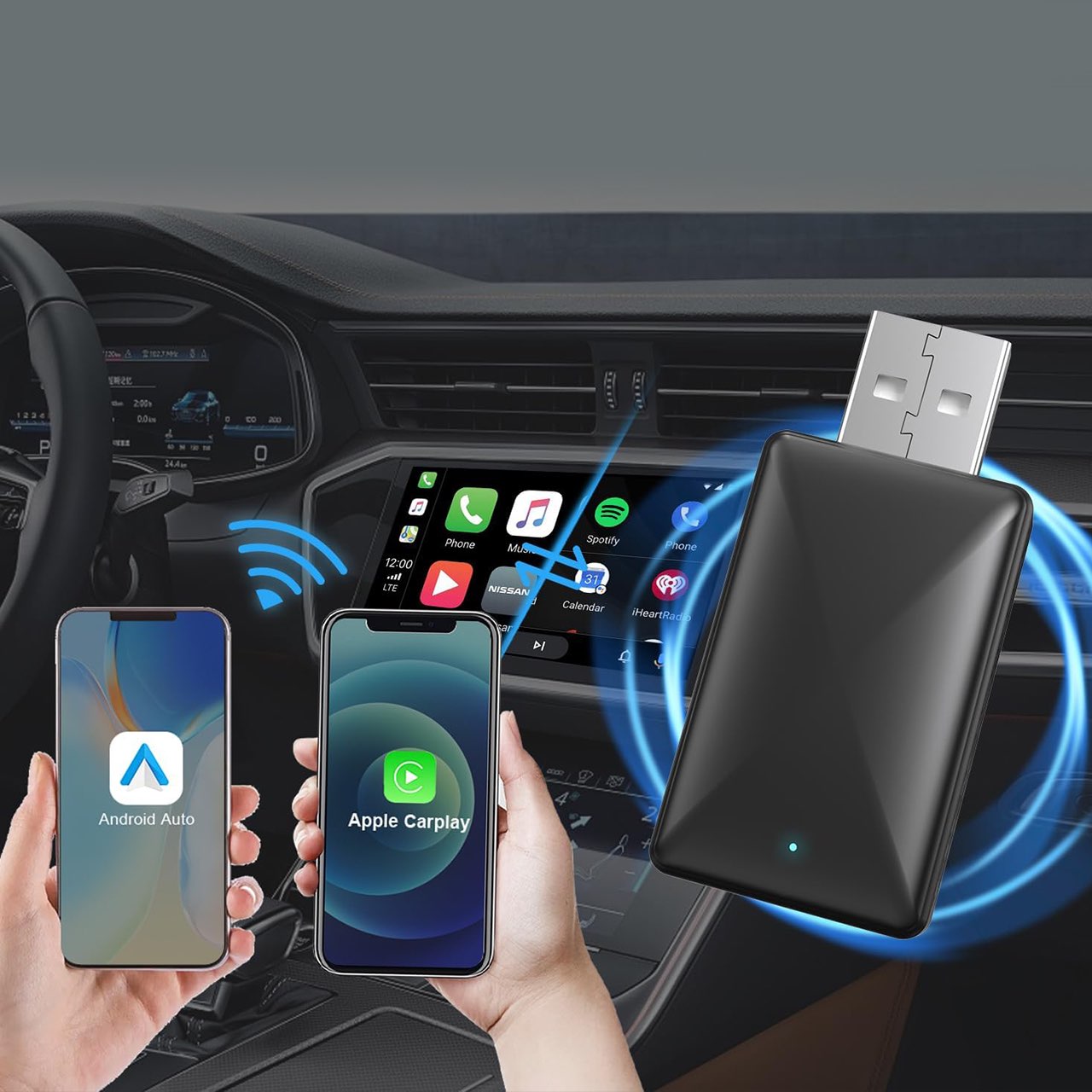 USB klíč vám umožňuje rychle připojit (bez kabelů) váš telefon (CarPlay nebo Android Auto) k vašemu automobilu!