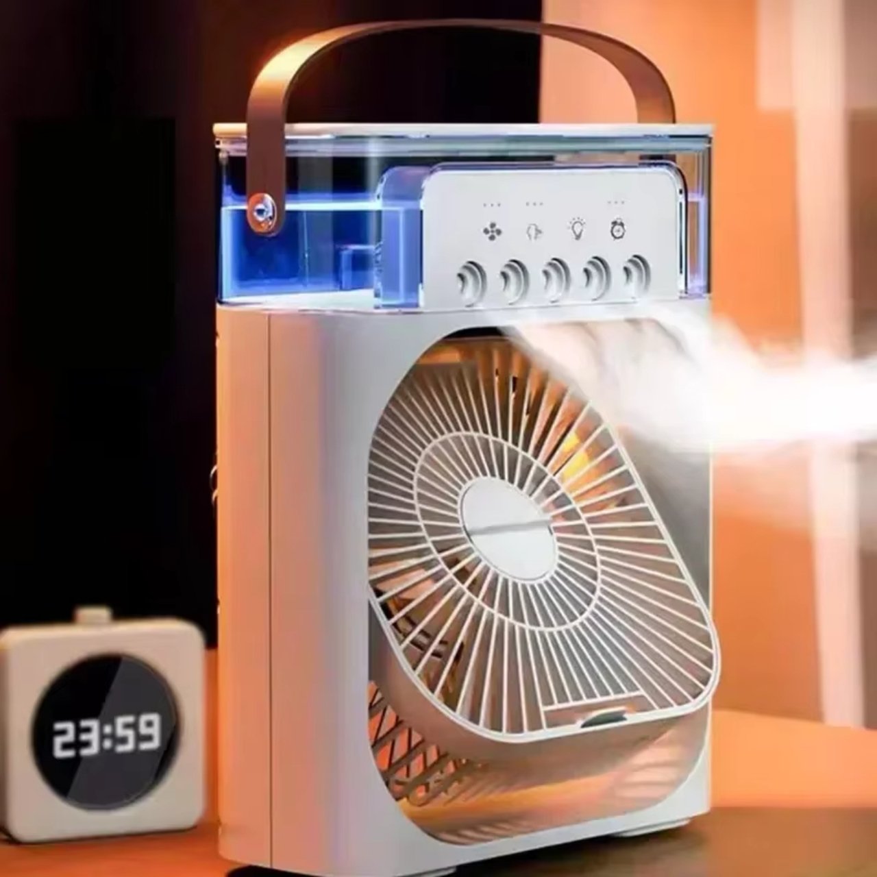 Coolio, 3-v-1 přenosný ventilátor s funkcí zvlhčovače, LED světlem a chlazením - Image 6