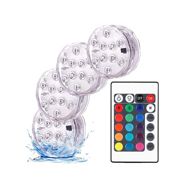 GlowWaterLights, 4 vodotěsné LED světla s dálkovým ovládáním