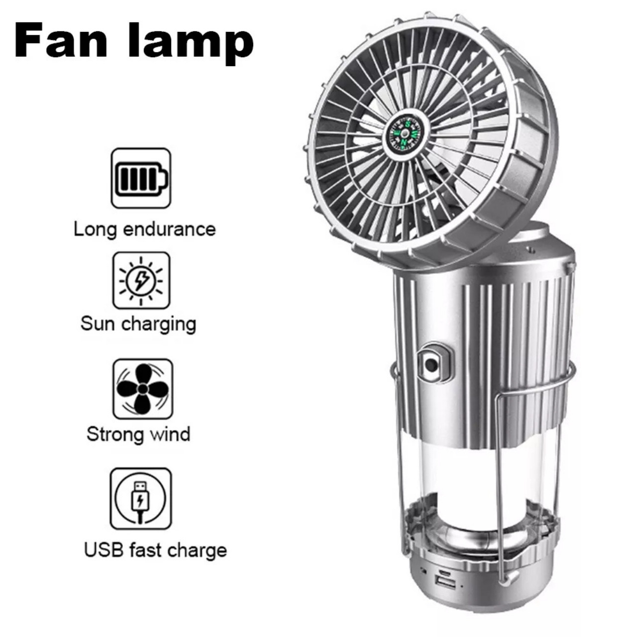 Fan, multifunkční 5 v 1 solární LED světlo s ventilátorem - Image 4