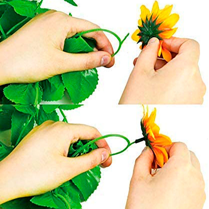 GarlandSunflower, umělý slunečnicový věnec s přírodním vzhledem (2 kusy) - Image 3