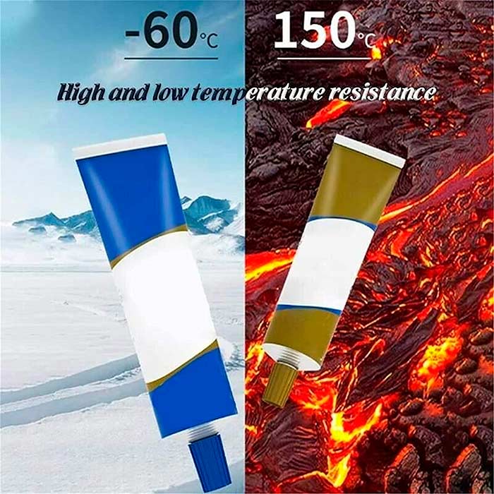 Odolná směs zasychá do 6 minut, odolává teplotám až 150 °C a poskytuje vynikající pevnost!