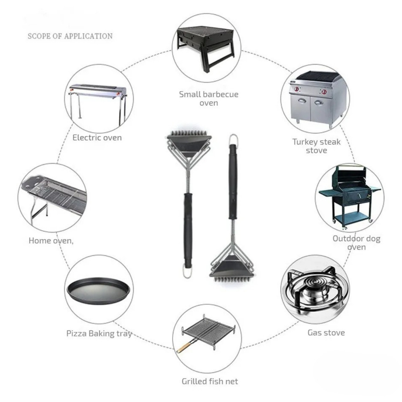 GrillBundle, sada grilovacích podložek (5 kusů) a kartáč na čištění grilu - Image 3
