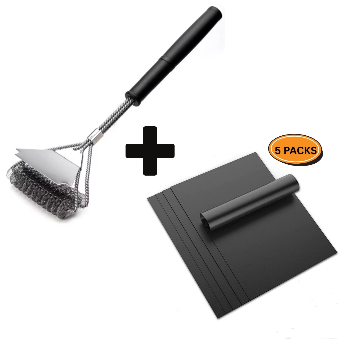 GrillBundle, sada grilovacích podložek (5 kusů) a kartáč na čištění grilu - Image 4