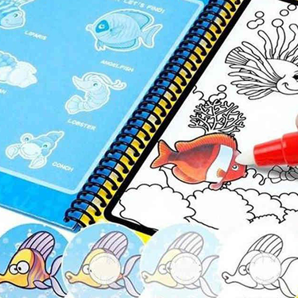 MagicWaterBook, sada 3 kouzelných omalovánek s vodními pery na vytváření bez nepořádku - Image 4
