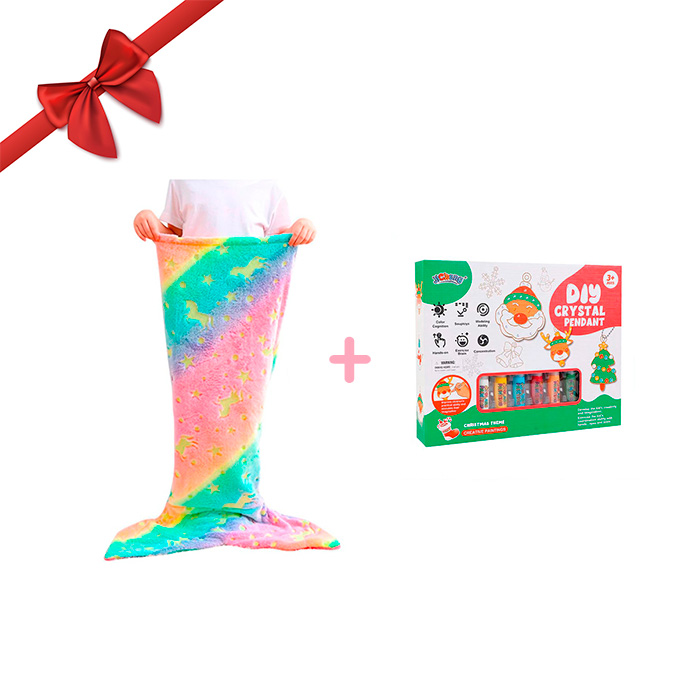 MermaidArtCraft, dárkový set s dekou pro dívky a vánočním přívěskem ZDARMA - Image 2