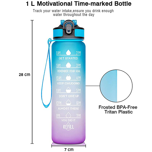 MotivationalBottle, láhev na vodu s motivačními verši a časovými značkami (1000 ml) - Image 4