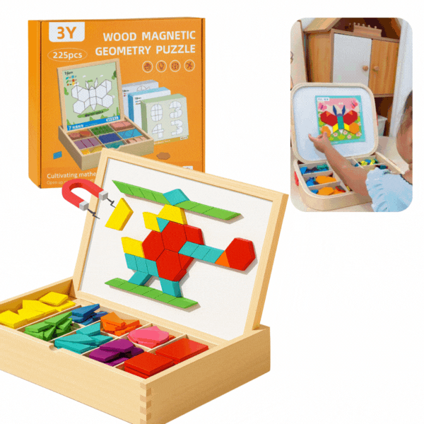PUZZGEO, Magnetická dřevěná puzzle sada (225 kusů)