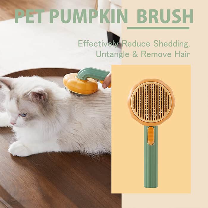 PumpkinComb, kartáč pro domácí zvířata s tlačítkem pro snadné očištění - Image 6