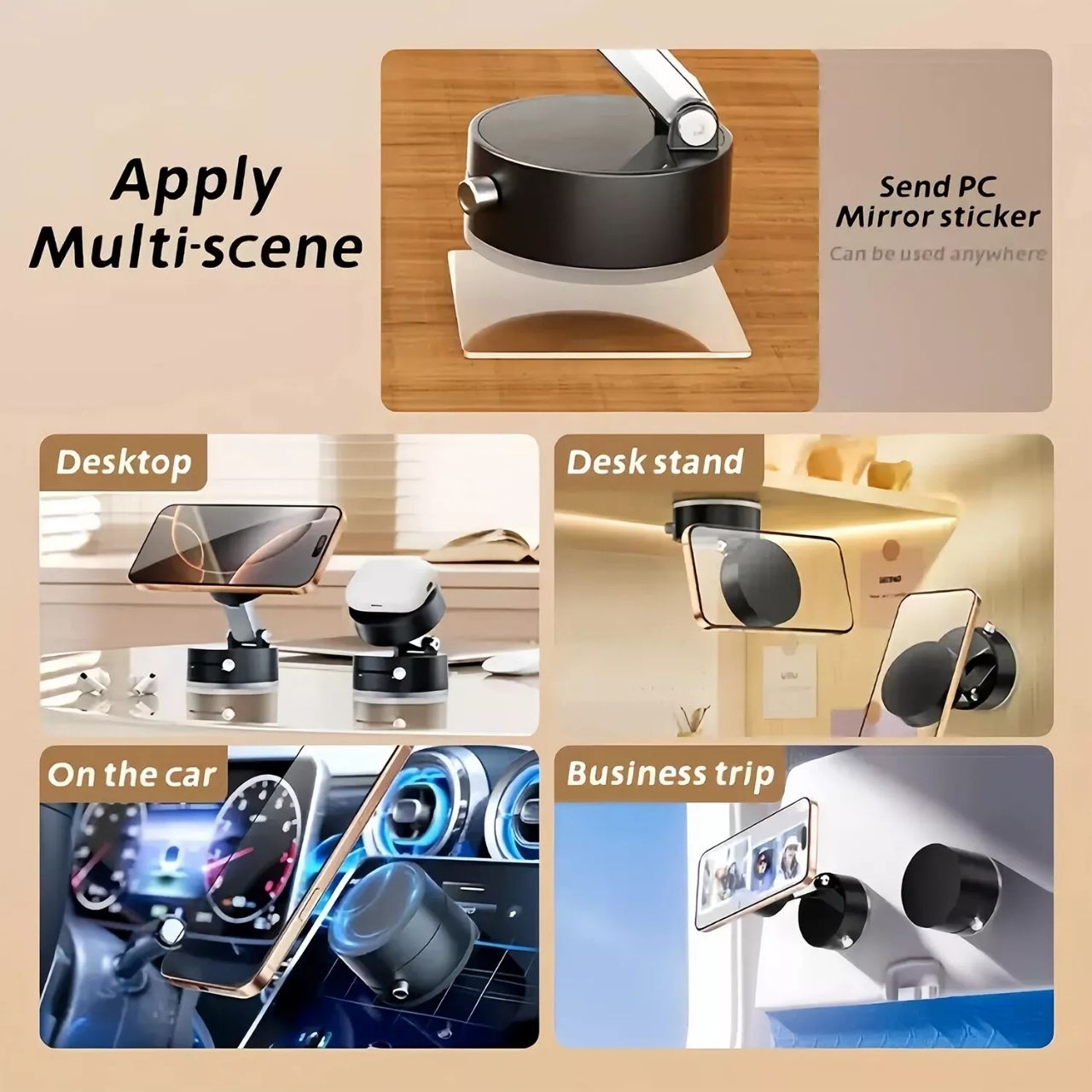 RingMag, univerzálně nastavitelný magnetický držák telefonu s vakuovou přísavkou - Image 6