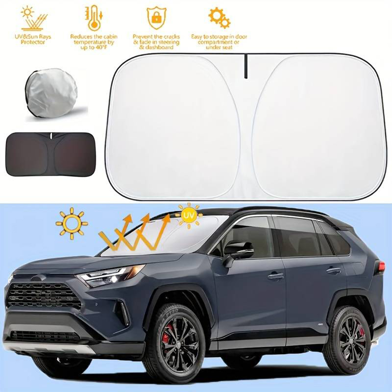 SunVisor, zatahovatelná sluneční clona na čelní sklo auta - Image 3